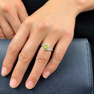 Bague de fiançailles, de promesse ou de mariage en argent sterling avec saphir jaune Swift, cadeau d'anniversaire pour femme - Product Image 2