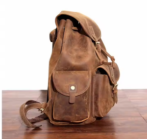 <b>Large</b> Capacity Vintage <b>School</b> Bag Men Genuine Leather Women <b>Backpack</b> for Hiking Sport Genuine Leather <b>Backpack</b> - Product Image 3