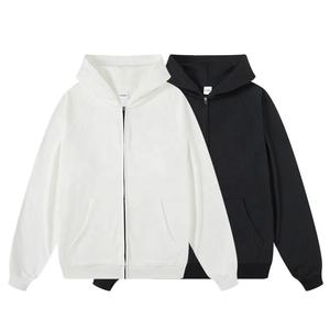 Sweat à capuche unisexe de haute qualité, personnalisé, en molleton French Terry, fermeture éclair intégrale, coton et polyester lourds, sans impression - Product Image 4