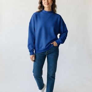 Premium <b>Women</b>’s Oversized Mockneck Pullover <b>Top</b> Loose Fit Long Sleeve Fleece Sweatshirt Casual Streetwear Apparel - Product Image 1