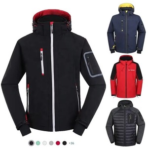 Men Waterproof <b>Ski</b> <b>Jacket</b> Hooded Synthetic Insulation Navy <b>Yellow</b> Color Block Outdoor Wear - Product Image 4
