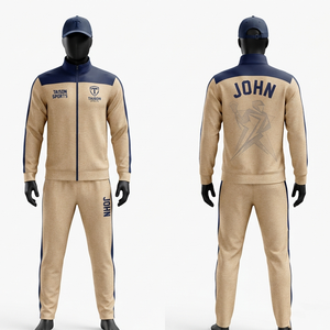 Traje de Entrenamiento de Lacrosse para Hombre, 320 GSM, Poliéster Interlock Premium, Color Camel con Paneles Laterales Negros, Sublimación Personalizada, Bordado e Impresión - Product Image 2