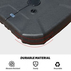 Base per Ombrellone da Patio Quadrata Nera 440LBS, Riempibile con Acqua e Sabbia, per la Maggior Parte degli Ombrelloni a Braccio con Ruote - Product Image 4