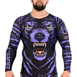 เสื้อแรชการ์ดแขนยาวผู้ชาย ลายกราฟิก ป้องกันรังสียูวี แห้งเร็ว เสื้อกีฬา รับทำโลโก้ OEM - Product Image 1