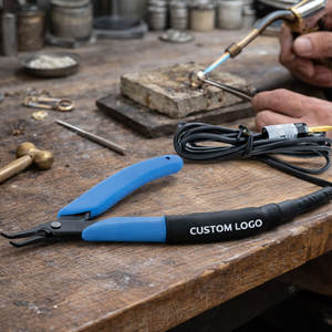 Pince à épiler professionnelle à pointe courbée et mâchoires larges pour micro-soudure de bijoux permanents, antistatique, en acier inoxydable - Product Image 1