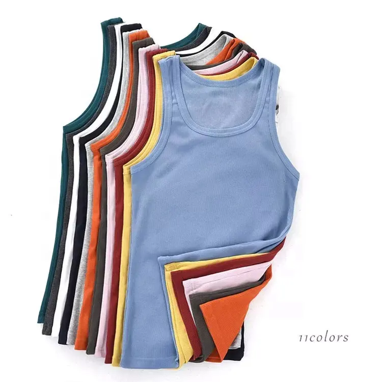 Elastik nervürlü karı çırpıcı 3xl yelek erkekler için yaz U boyun düz Tank Top kolsuz