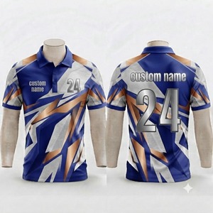 Custom Geometric Pattern Men's <b>Polo</b> Shirt Short Sleeve Blue Gray <b>Orange</b> Sporty Breathable Printed Team Uniform - Product Image 1