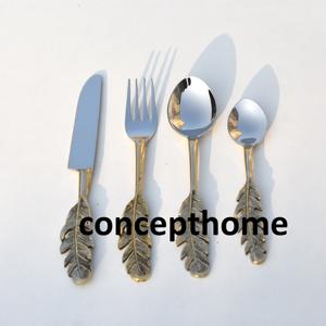 Ensemble de couverts de luxe moderne pour restaurant, hôtel, mariage, cuillère, fourchette, couteau en acier inoxydable, finition miroir argentée et dorée - Product Image 4