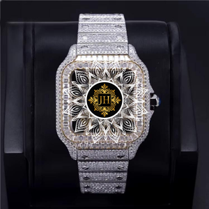 Montre squelette de mode en acier inoxydable avec diamants Moissanite pour hommes, montre-bracelet glacée, durable, meilleur prix, vente en gros - Product Image 1