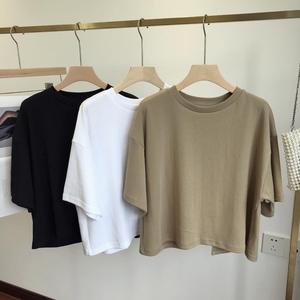 T-shirt ample et sexy pour femme, col rond, manches courtes, sans dos, en polyester, imprimé vintage, boutonné, écologique, style coréen, été 2026 - Product Image 4