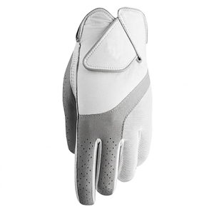 Gant de golf en cuir véritable respirant de qualité supérieure, à enfiler, unisexe, blanc et gris - Product Image 3