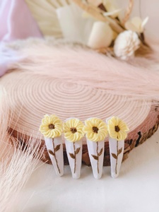 Épingles à cheveux élégantes en tissu rose brodé de motifs floraux et de coccinelles pour filles, pour les fêtes et les enfants - Product Image 5