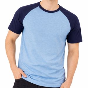 Camiseta de Verano para Hombre, Premium, Manga Raglán, Cuello Redondo, Estampado Personalizado Vintage, Dos Tonos, Mezcla de Algodón, Talla Grande, Manga Corta - Product Image 1