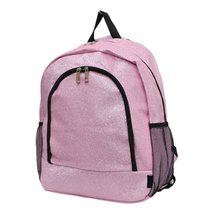 Pink <b>Glitter</b> Backpack with Mesh Side Pockets and Zippered Main Compartment Lightweight Daily Use School Travel <b>Bag</b> - Product Image 1