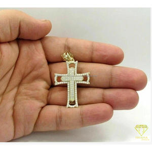 Colgante de Cruz con Incrustaciones de Moissanita de Corte Brillante, Chapado en Oro sobre Plata 925, Certificado GIA, Estilo Hip Hop para Hombre/Mujer/Unisex - Product Image 2