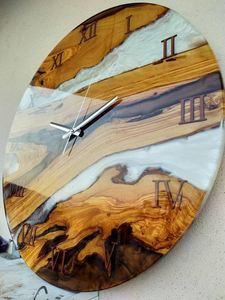 Yellow Epoxy Resin Wood <b>Wall</b> <b>Clock</b> Customization Simple Style Home <b>Decorative</b> <b>Wall</b> <b>Clock</b> for Best Selling - Product Image 4
