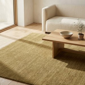 Alfombra de Lana Verde Oliva de Lujo, Moderna, Geométrica, Hecha a Mano, Suave y Densa, para Decoración de Sala de Estar - Product Image 6