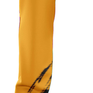 Pantalon de survêtement pour homme noir et jaune à imprimé par sublimation, taille élastique, décontracté, respirant, léger, en lin/coton tricoté, idéal pour le printemps - Product Image 4
