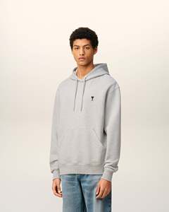 Sudadera con Capucha Gris Claro para Hombre, Corte Regular, Tejido de Algodón, Color Sólido, Estilo Casual para Otoño, Diseño con Logotipo Frontal y Bolsillo - Product Image 4