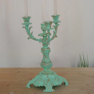 Vintage 4 Arm Metal Candelabra Antique Candle Holder Decorative <b>Table</b> Centerpiece for Home Wedding Decor - Product Image 1