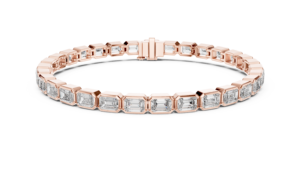 Unisex Yellow Gold Emerald Cut Lab Grown Diamond Bracelet IGI Certified Trendy Style Everyday Wear Bezel Setting Party - Product Image 5