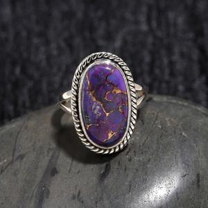 Purple Copper Turquoise 925 Sterling <b>Silver</b> <b>Statement</b> <b>Ring</b> Handmade Design Gemstone <b>Ring</b> Boho Turquoise Jewelry Gift for Her - Product Image 1