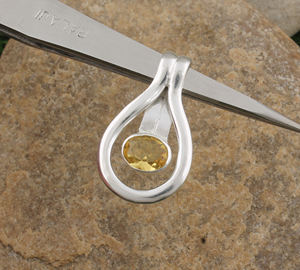 Pendentif en Citrine Naturelle, Argent Sterling 925 Plaqué Platine, Collier Jaune Véritable Vintage, Pierre de Naissance de Novembre, Bijou Fin - Product Image 1