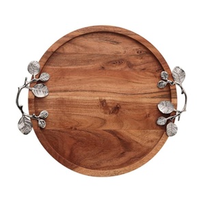 Stylish Rectangular Wooden <b>Tray</b> With Silverware Elegant Handle Hotel Ware Accessory Perfect For Serving <b>Snacks</b> Cookies On Sale - Product Image 2