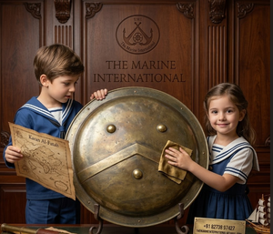Escudo Marino Internacional de Acero Sólido, Circular de 28 Pulgadas, Chapado en Oro Pulido, Decoración Coleccionable Antigua - Product Image 3