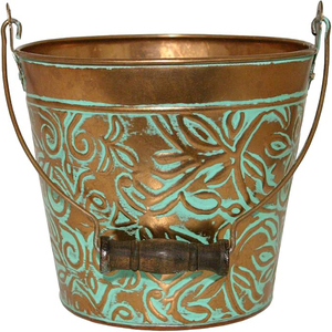 Collection Vintage : Jardinière Florale Charbonnée avec Poignées, Petits Seaux Galvanisés et Pots à Fleurs Métalliques, Jardinières Décoratives en Seau - Product Image 4