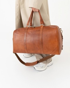 Sac de voyage de luxe décontracté pour homme en cuir véritable écologique, sac de sport, sac de week-end, sac de gym, fermeture éclair, résistant à l'eau, polyester - Product Image 2