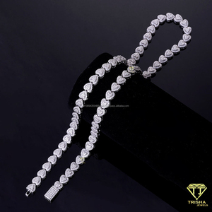 Sparkling Heart Link <b>Tennis</b> <b>Necklace</b> Delicate Stone Set Chain Jewel For Ladies Elegant Wedding Party And Everyday Styling - Product Image 5