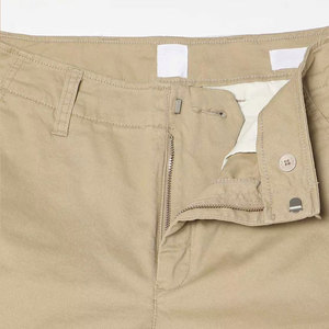 Shorts Bermuda Femme Taille Haute en Toile de Coton Kaki Tendance Coupe Droite Décontracté avec Poches Élastique Respirant Écologique Couleur Unie - Product Image 5