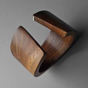Pulsera de Madera Natural Clásica Vintage SOFIYA CRAFT para Mujer, Brazalete Geométrico Liso con Acabado Marrón Pulido - Product Image 5