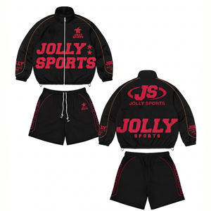 Mens 120 GSM Polyester Windbreaker Short Set Green White Panel Custom Logo Sportswear Windbreaker Shorts for Men - Product Image 3