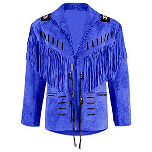 Chaqueta de Hombre de Piel Genuina con Cuello Camisero, Cierre de Cremallera y Flecos, Diseño Nuevo, Cómoda, Transpirable y de las Más Vendidas - Product Image 1