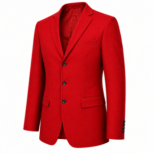 Men's <b>Red</b> Single Breasted <b>Suit</b> Jacket Notch Lapel 3 Button Business Formal Coat Regular Length Anti-Wrinkle Polyester Worsted - Product Image 5