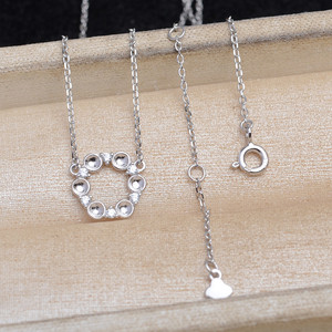 Accessoires de fabrication de bijoux en argent 925, support de collier en perles non perforées, pendentif rond semi-fini creux, 2,8-3, apprêts pour bijoux - Product Image 4