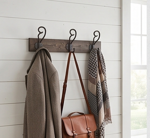 Artisanal Antique Design Bath Towel <b>Hooks</b> Heavy Duty Metal With Wooden Base Perfect For Bathroom Kitchen And Door Decoration - Product Image 5