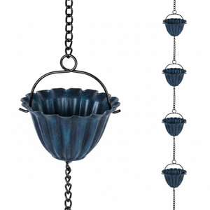 Cadena de Lluvia de Cobre Puro Martillado para Canaletas, Alternativa Decorativa a la Bajante, Metal Duradero para Decoración Exterior de Jardín y Hogar - Product Image 3