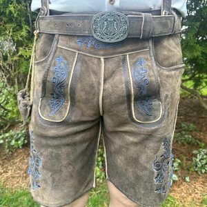 Custom Men's Genuine <b>Leather</b> Bavarian Lederhosen <b>Shorts</b> Solid Embroidered Eco-Friendly OEM Wholesale - Product Image 2