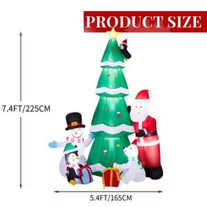 Albero di Natale Gonfiabile Illuminato da 2,3 m e Babbo Natale con Pupazzo di Neve - Divertenti Decorazioni Natalizie da Esterno per Giardino - Product Image 6