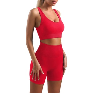 Seamless 2-Piece Yoga <b>Set</b> High Waist Nylon/Cotton Breathable Eco-Friendly Workout Clothes for Women Running Fitness Wear - Product Image 3