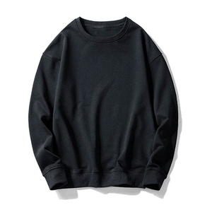 Sweat-shirt à col rond en molleton de coton uni, matériaux originaux, pull athlétique à manches longues extensible pour homme - Product Image 1