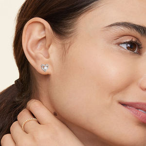 S925 Sterling <b>Silver</b> Jewelry <b>Set</b> Fashion <b>Earrings</b> Necklace <b>Set</b> Heart Pendants <b>Stud</b> <b>Earrings</b> Charm Diamond Necklace for Women - Product Image 6