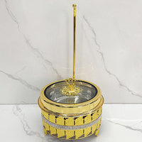 Présentoirs chauffants de luxe en acier inoxydable plaqué or et argent, à alimentation au gaz, avec couvercle amovible, pour buffet traiteur et mariages