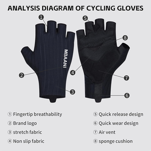 Gants de cyclisme - Gants de vélo mi-doigts pour hommes et femmes - Product Image 3