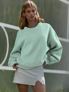 Sudadera Oversize de Algodón 100% con Forro Polar Ecológico para Mujer, Cuello Redondo, con Logotipo Personalizado, Venta al por Mayor OEM, Estilo Urbano - Product Image 6