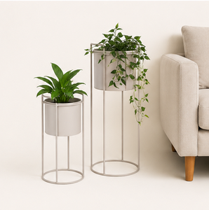 Jardinière en métal minimaliste avec support sur pied haut, pot de fleurs en fer de luxe pour la décoration intérieure moderne, hôtels et salons - Product Image 3