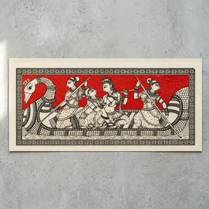 Una obra de arte tradicional Pattachitra de Odisha, India, que representa la escena divina de Radha Krishna Naukavihar. - Product Image 2